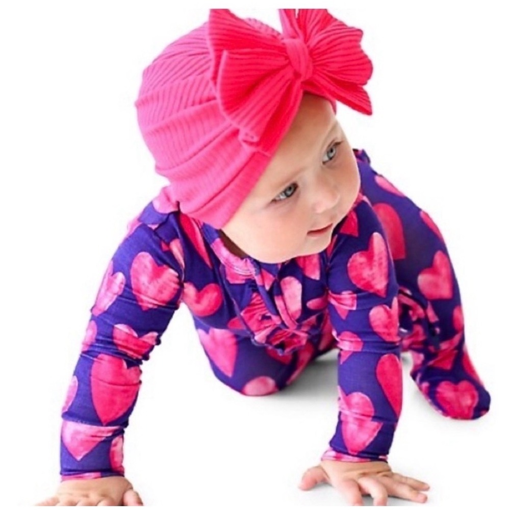 Posh Peanut Linet Footie Ruffled Zippered One Piece Newborn Bamboo Heart Sleeper